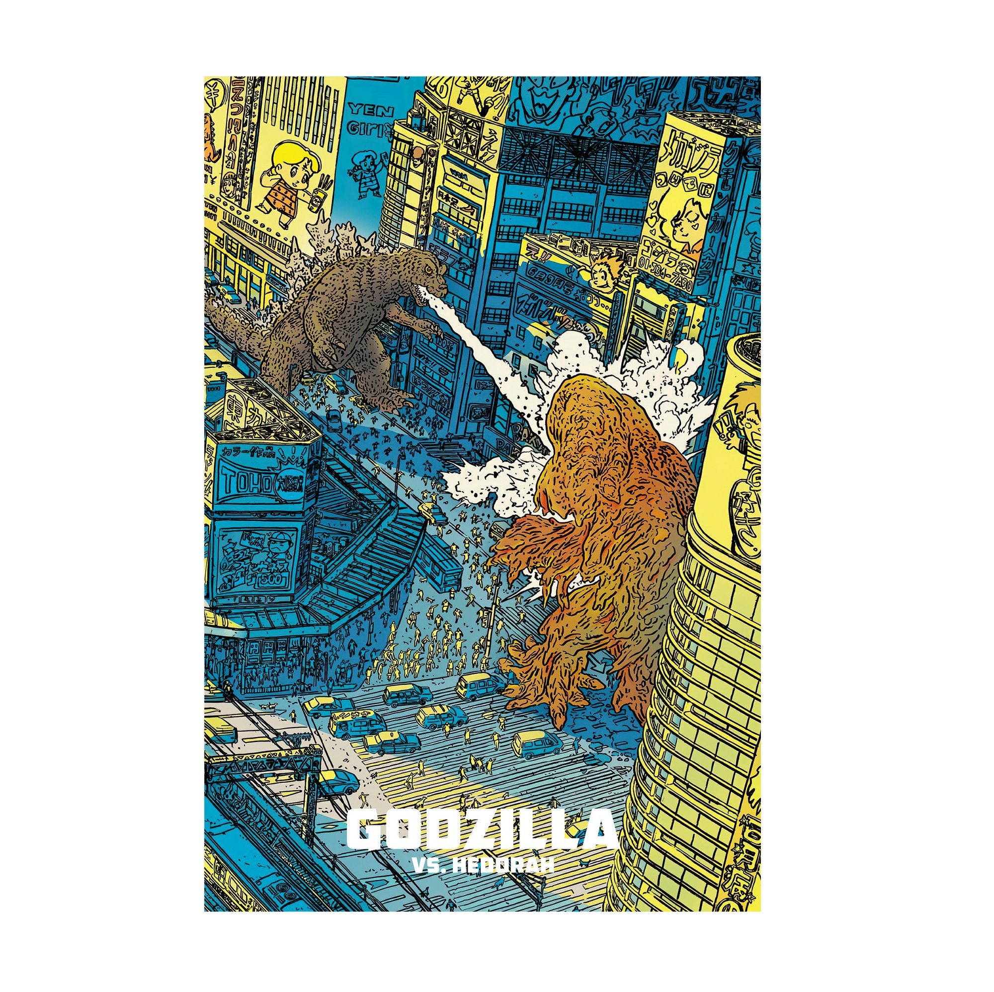 Godzilla vs. Hedorah (1971) Movie Illustrated Art poster print